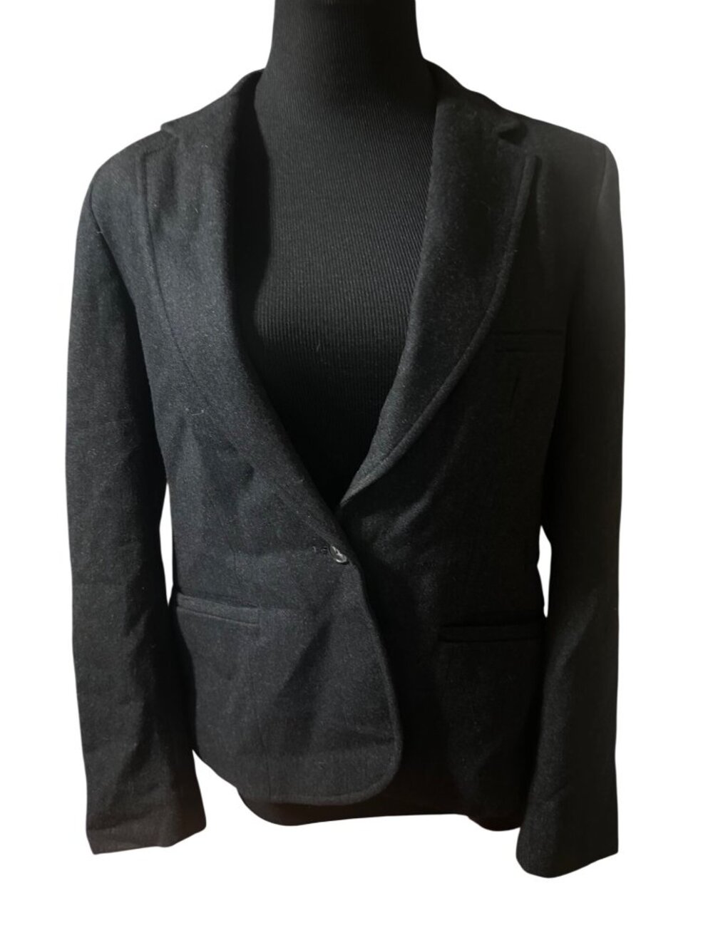 Evan -Picone black wool button blazer jacket size M